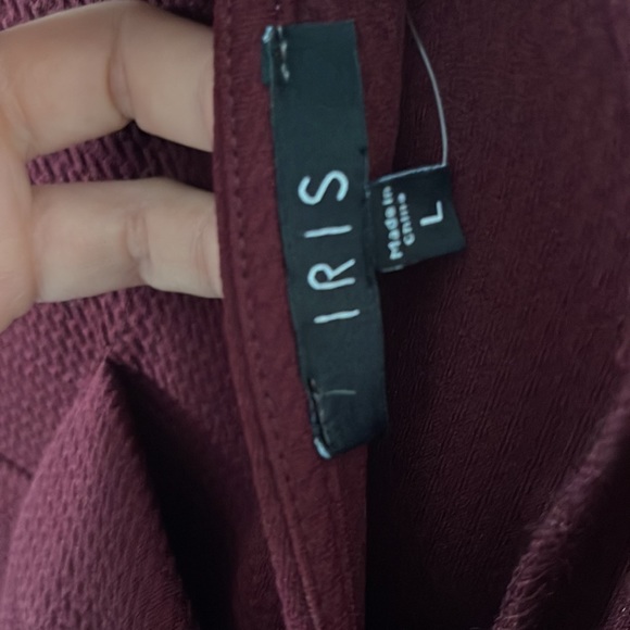IRIS | Women’s Burgundy V Neck A Line Mini Dress Bow Detail On Back Size Large - Picture 10 of 10